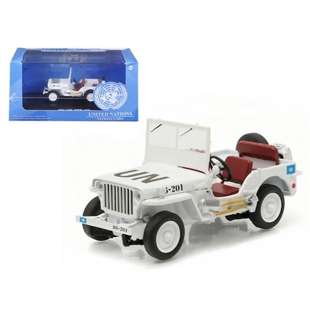 Thinkandplay 1944 Jeep Willys UN United Nations White 1-43 Diecast Model Car TH637023